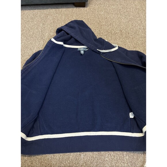VTG Polo Ralph Lauren Heavyweight Zip Hoodie Adult XL Dark Blue Thermal Hood - Picture 9 of 11